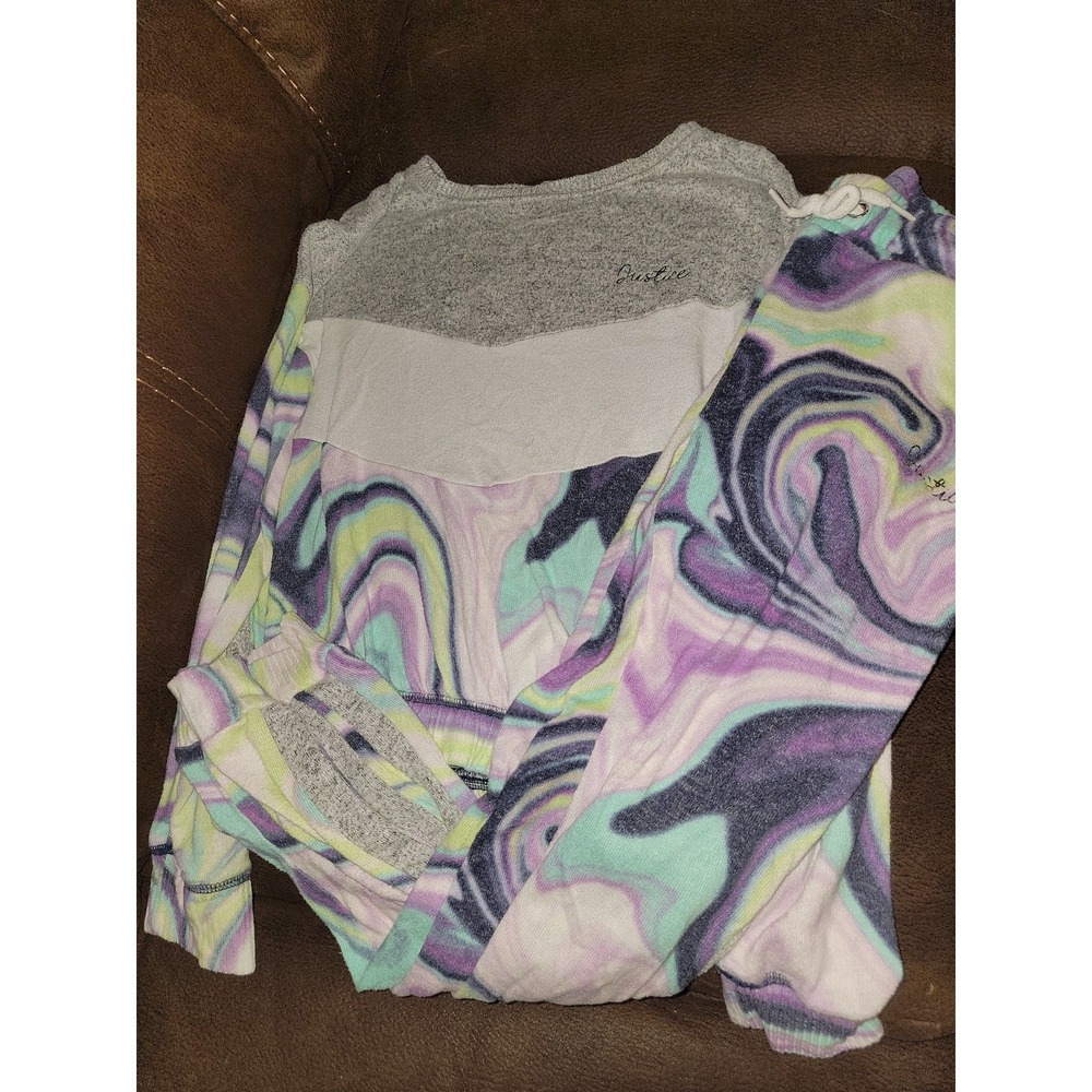 Justice tie-dye swirl sweatshirt‎ and pants outfit size 10